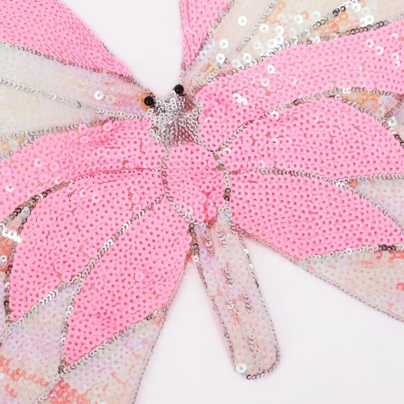 Women's Butterfly Sequin Crop Top Sleeveless V Neck Bandage Party Outfits - Picture 5 of 7